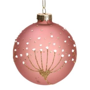 Det gamle apotek - Julekugle gammelrosa med glimmer