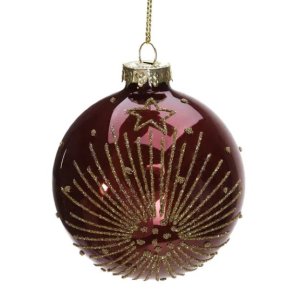 Det gamle apotek - Julekugle - dybrd med glimmer