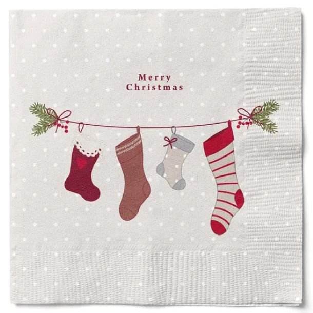 Det gamle apotek - juleserviet med sokker