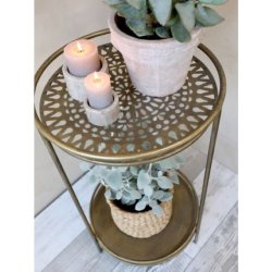 Chic Antique Rundt bord med 2 hylder