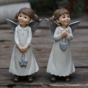 Chic Antique Engel med hjerte  eller stjerne, 13 cm.