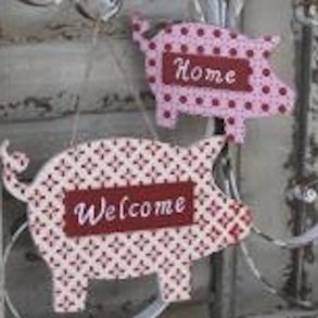 Chic Antique Trskilt gris m. prikker, Home