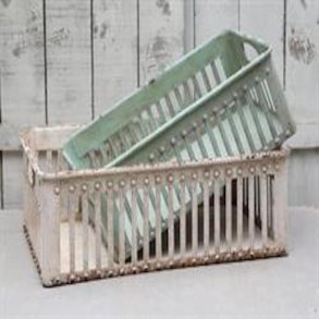 Chic Antique Jernkasser st af 2 antik creme/grn