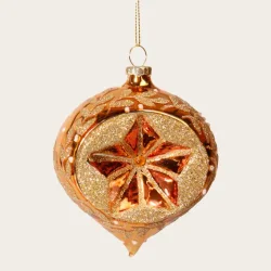 Det gamle apotek - Guld julekugle m. glimmer