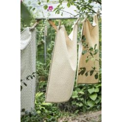 Ib Laursen Viskestykke natur med gule prikker