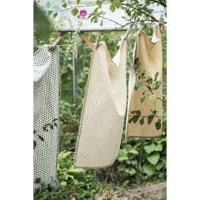 Ib Laursen Viskestykke natur med gule prikker